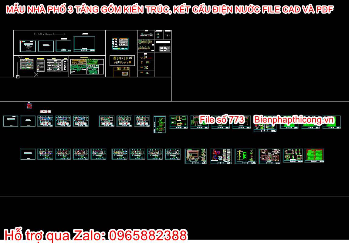 Bản vẽ điện nước nhà phố 3 tầng hiện đại.