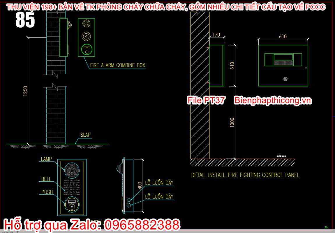 Bản vẽ pccc detail install combine box