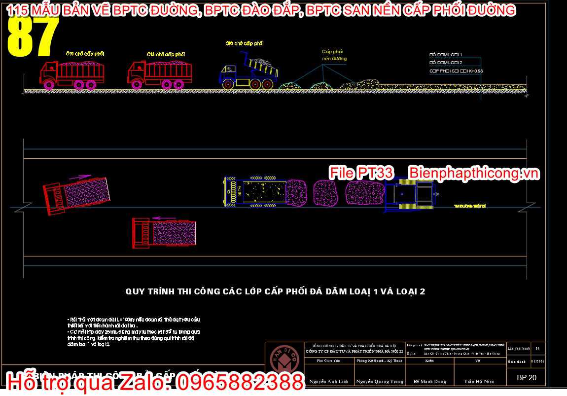 Biện pháp thi công rải cấp phối đá dăm cad.