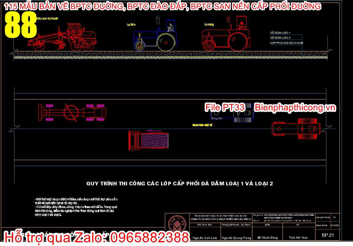 Bản vẽ bptc rải cấp phối đá dăm cad.