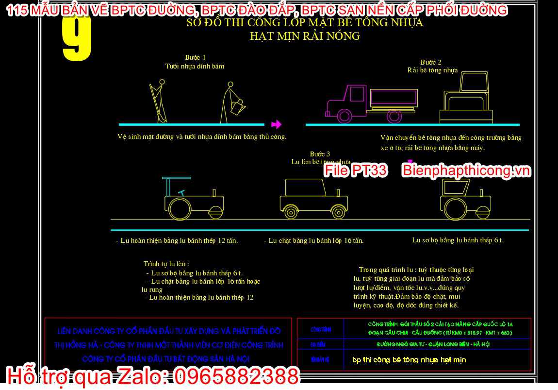 Bản vẽ bptc lớp mặt bê tông nhựa hạt mịn rải nóng.