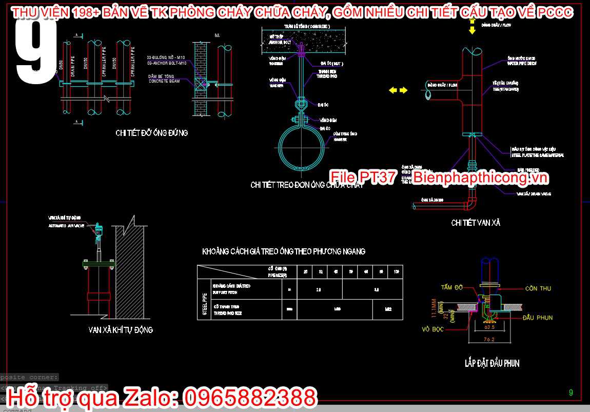 Bản vẽ chi tiết đỡ ống đứng pccc cad.