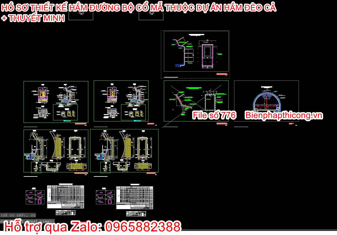 Bản vẽ thiết kế hầm đường bộ đèo cả cad.