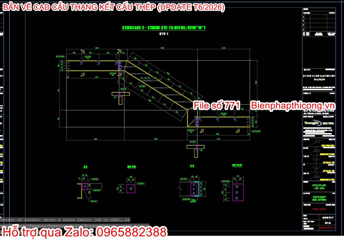 Thiết kế bản vẽ kết cấu cầu thang.