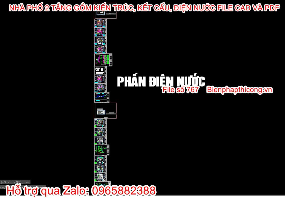 Phần điện nước nhà phố 2 tầng rộng 8m x 9m đẹp.