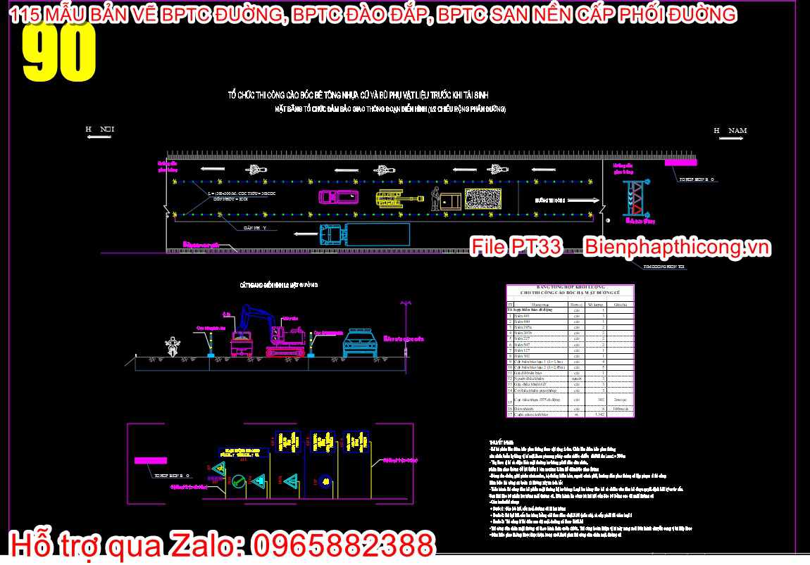Bản vẽ biện pháp thi công cào bóc bê tông nhựa cũ.