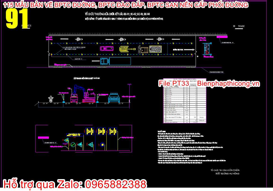 Tổ chức thi công sửa chữa kết cấu đường cad.