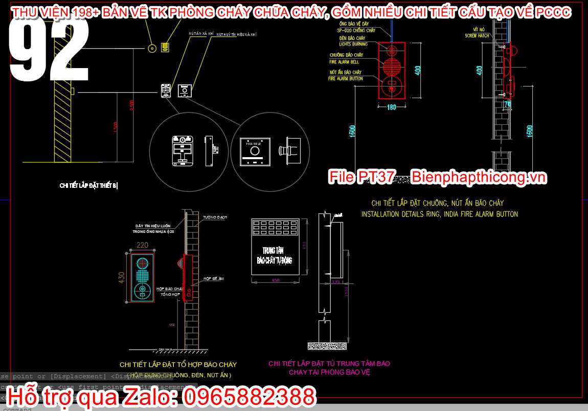 Bản vẽ cad tổ hợp báo cháy pccc.