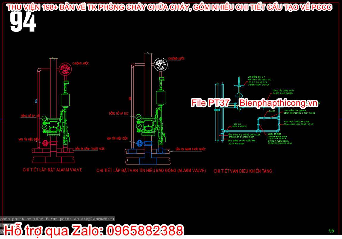 Chi tiết lắp đặt van tín hiệu báo động pccc.
