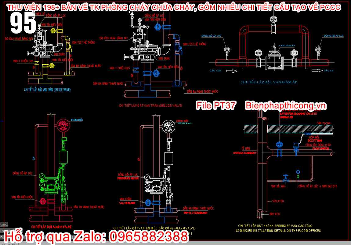 Bản vẽ chi tiết lắp đặt van trần cad.