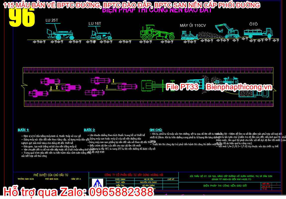 Biện pháp thi công nền đào đất cad.