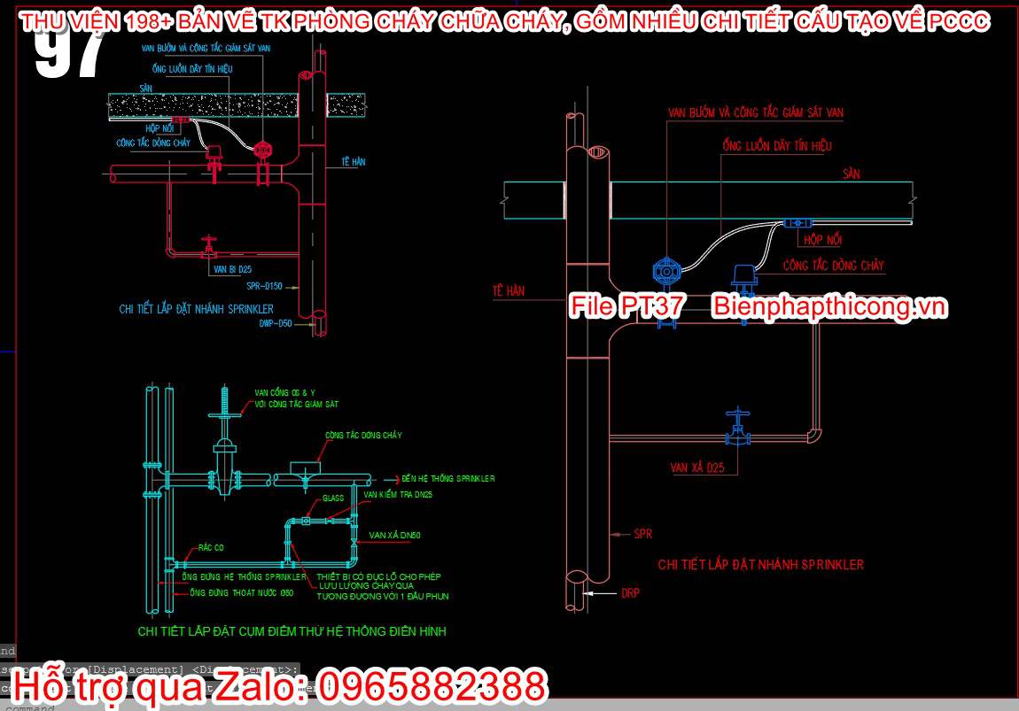 Chi tiết lắp đặt cùm điểm thử hệ thống điển hình cad.