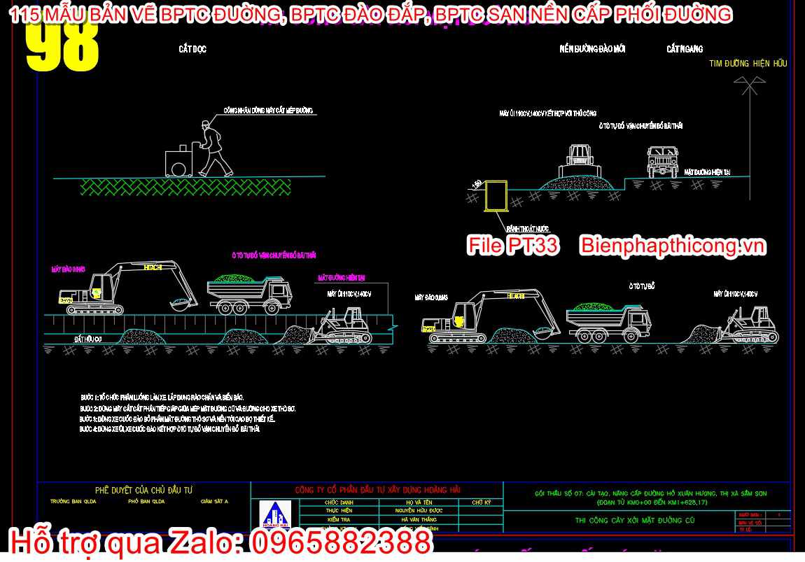 Bản vẽ biện pháp cày xới mặt đường cũ.