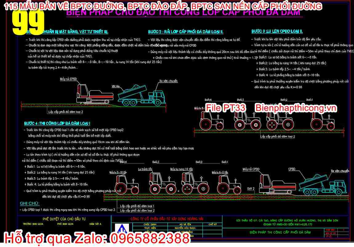 Biện pháp chủ đạo thi công lớp cấp phối đá dăm.