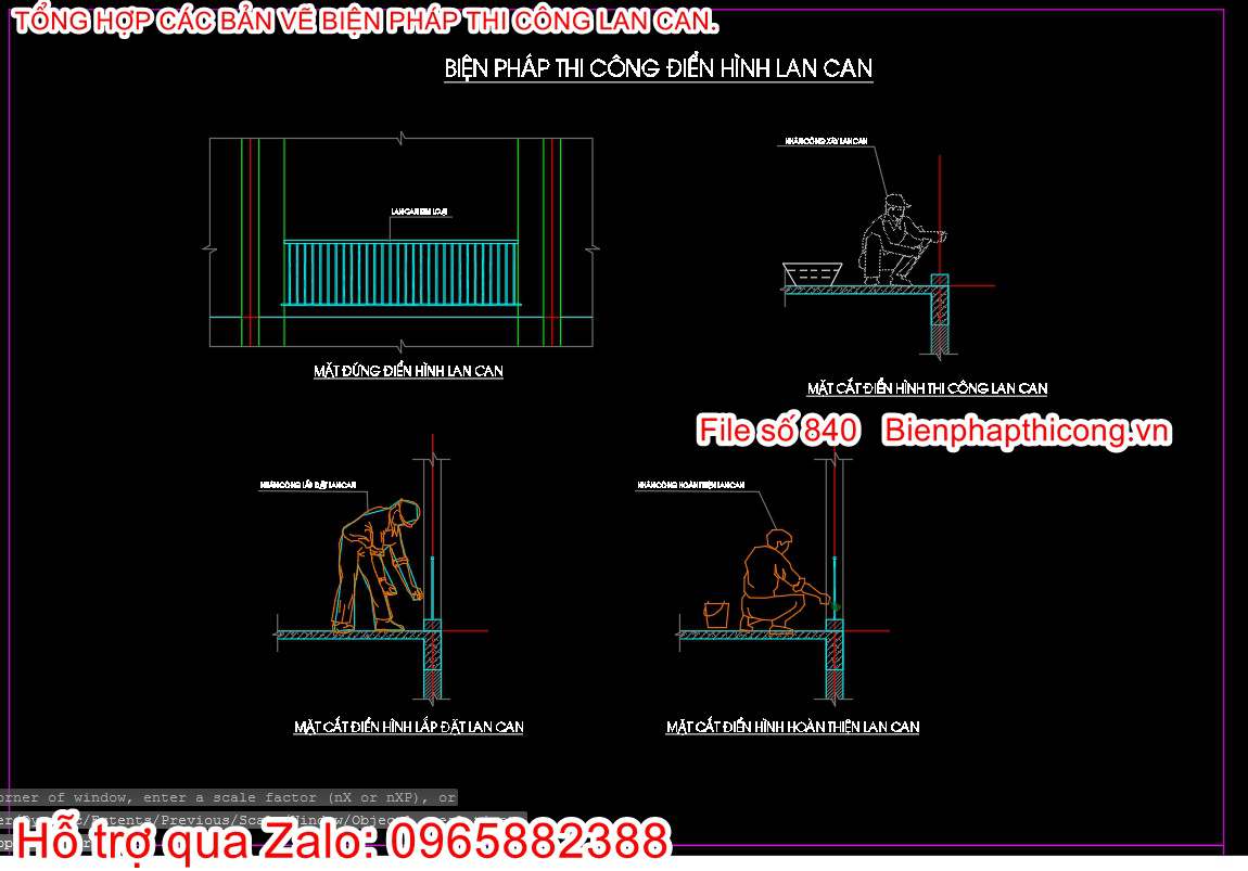 Bản vẽ bptc lắp dựng lan can.