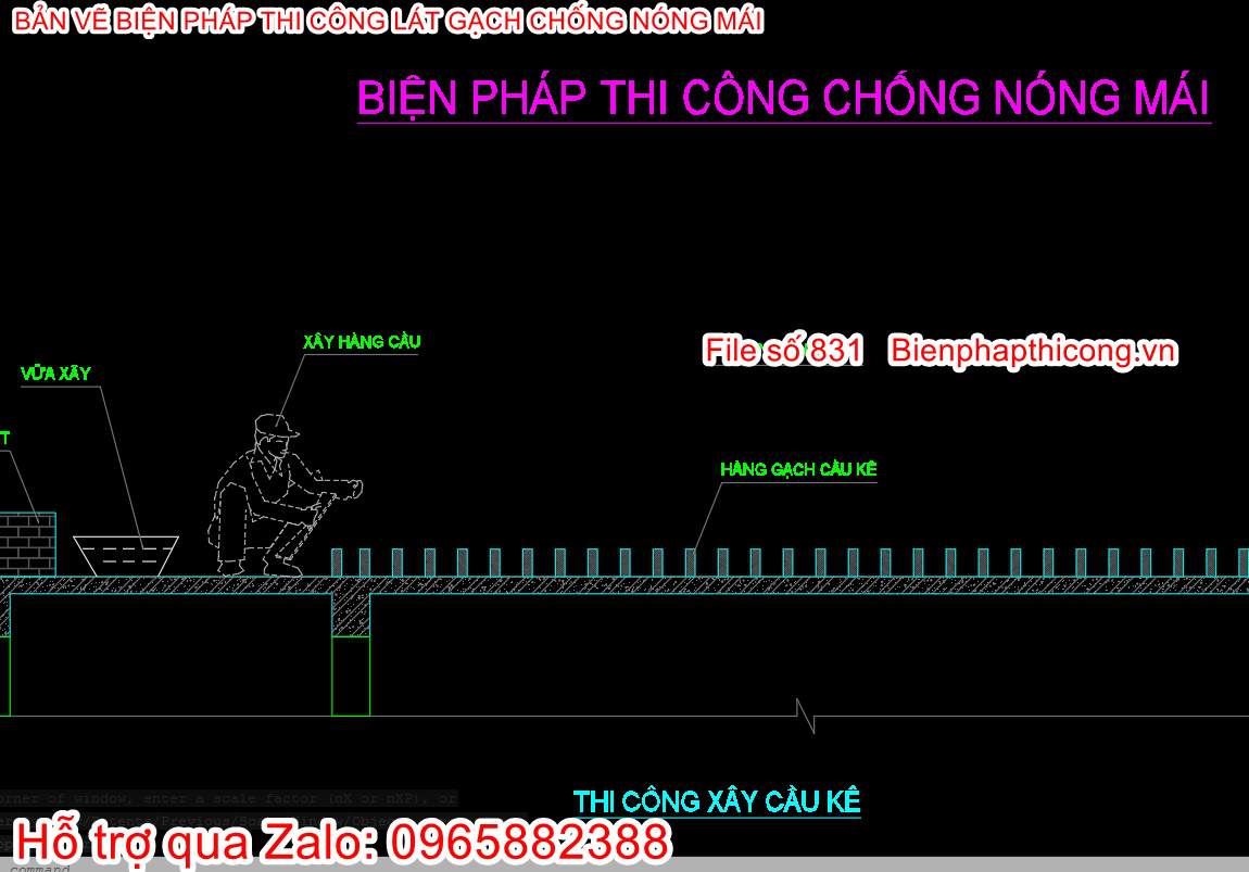 Bản vẽ bptc xây cầu kê chống nóng.