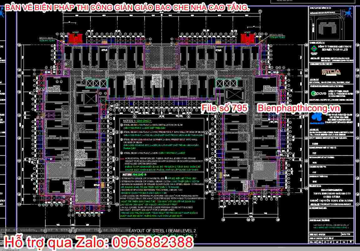 Tải bản vẽ autocad giàn giáo bao che nhà cao tầng.
