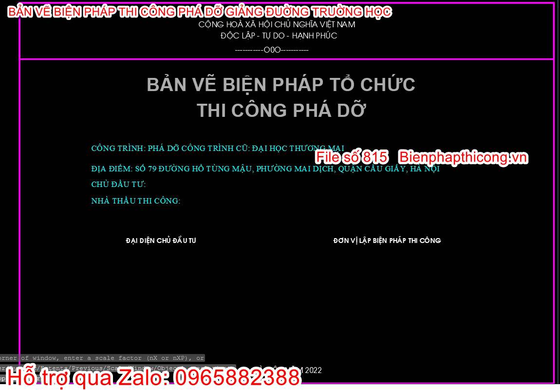 Bìa biện pháp tổ chức thi công phá dỡ.