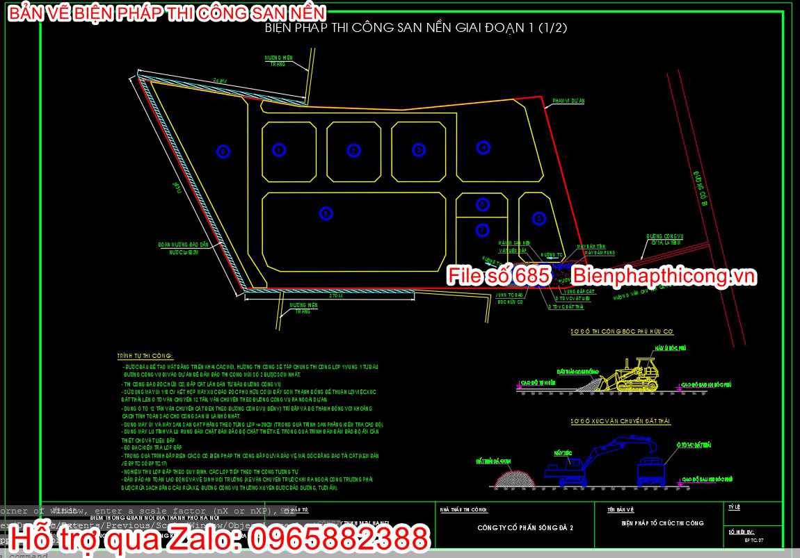 Mẫu bản vẽ bptc san nền cad.