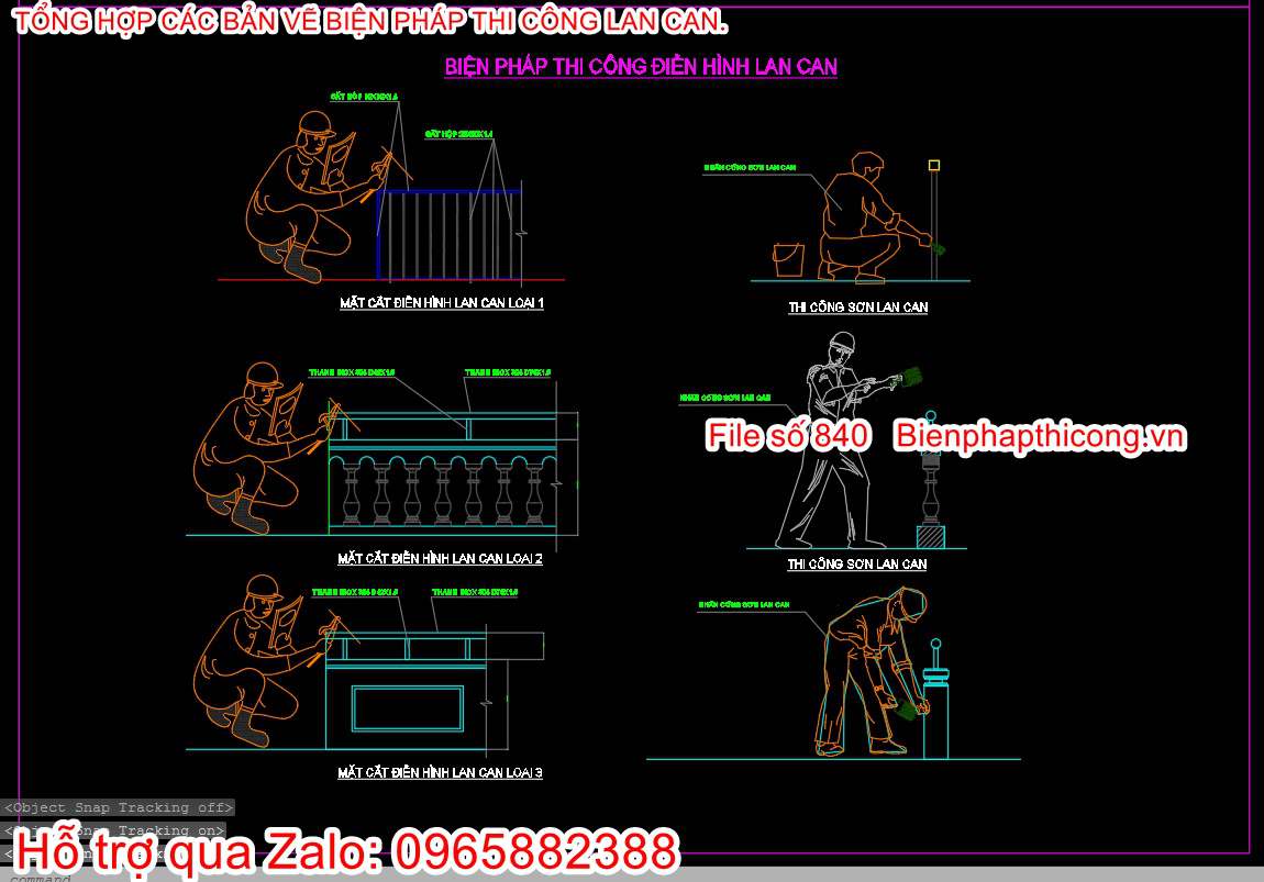 Bản vẽ lắp dựng bptc điển hình lan can.