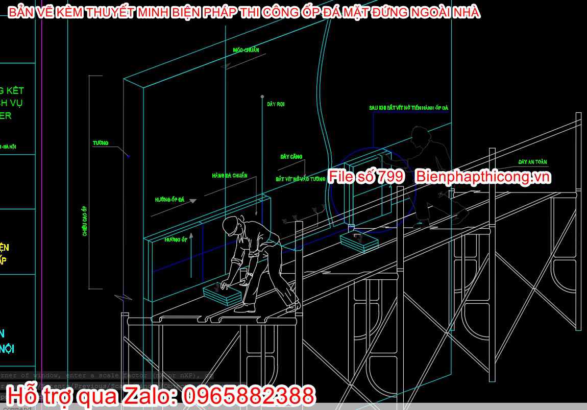 Bản vẽ kèm thuyết minh bptc ốp đá.