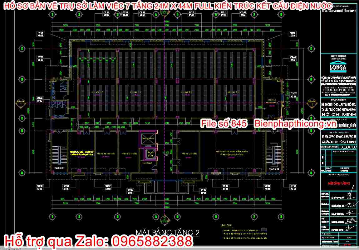 Bản vẽ nhà làm việc 7 tầng cad.