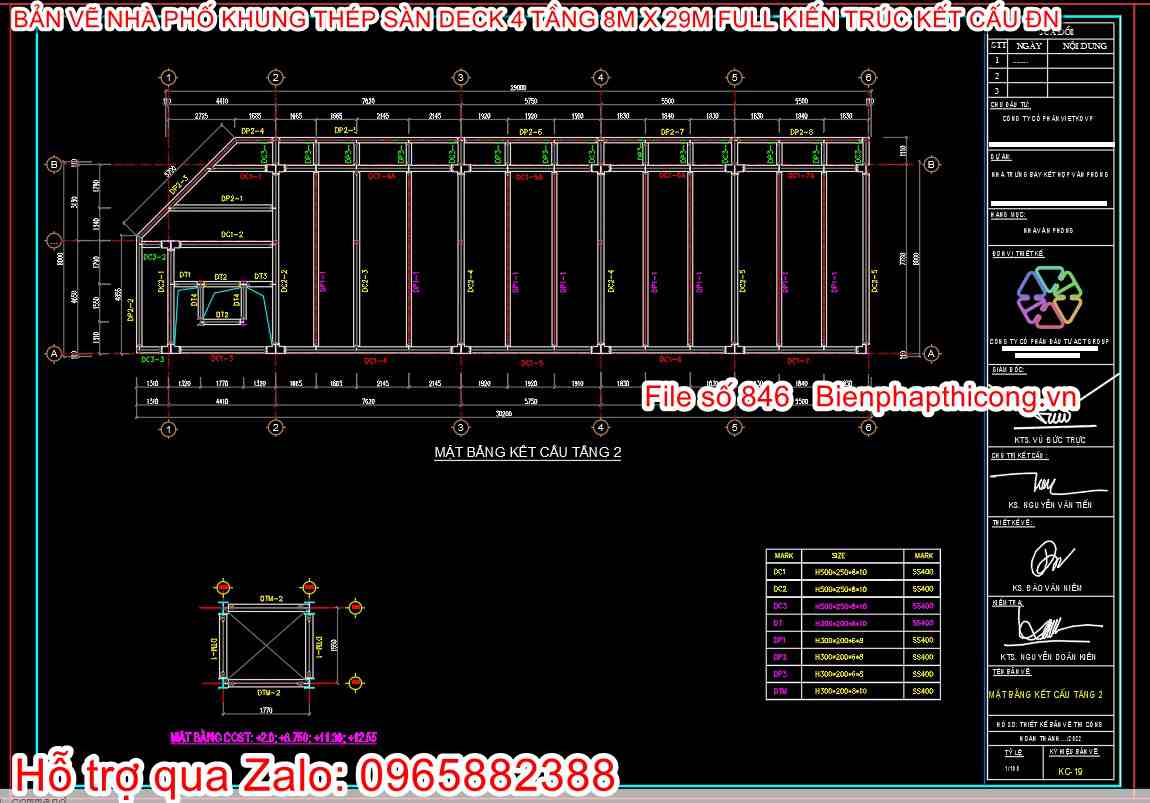Bản vẽ nhà khung thép 4 tầng cad mặt tiền 8m.