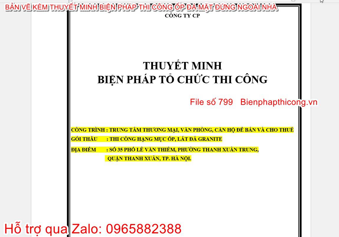 Thuyết minh bptc ốp đá tự nhiên.