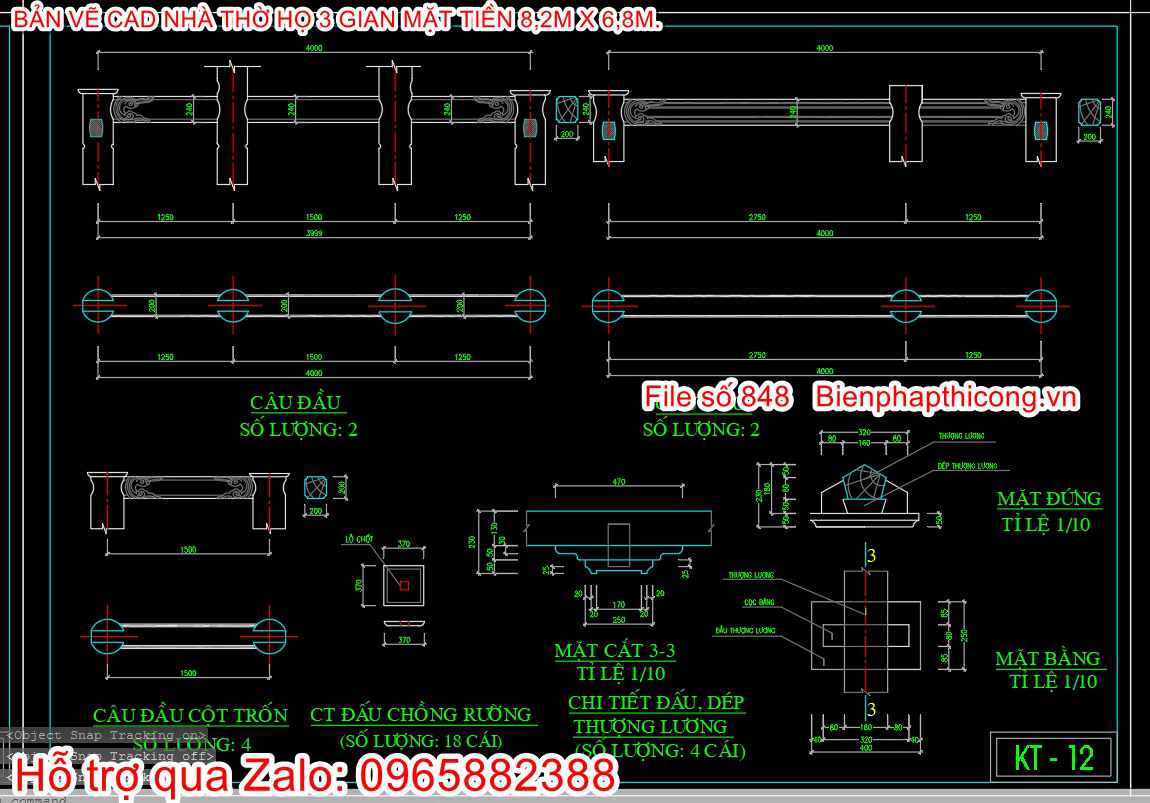 File thiết kế nhà thờ họ 3 gian đẹp.