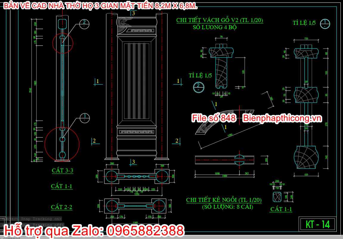 Mẫu vách gỗ nhà thờ họ cad đẹp.
