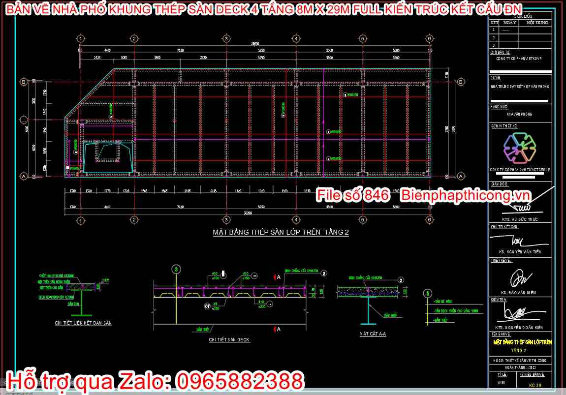 Bản vẽ thép sàn lớp trên nhà phố sàn deck.