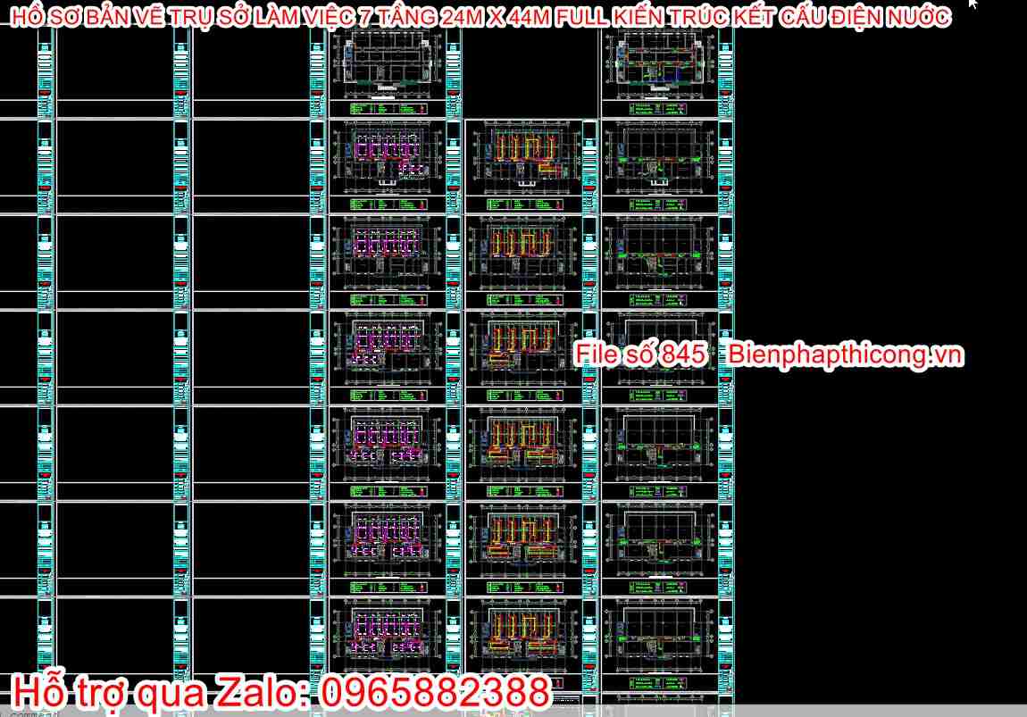 File thiết kế nhà làm việc cơ quan nhà nước 7 tầng cad.