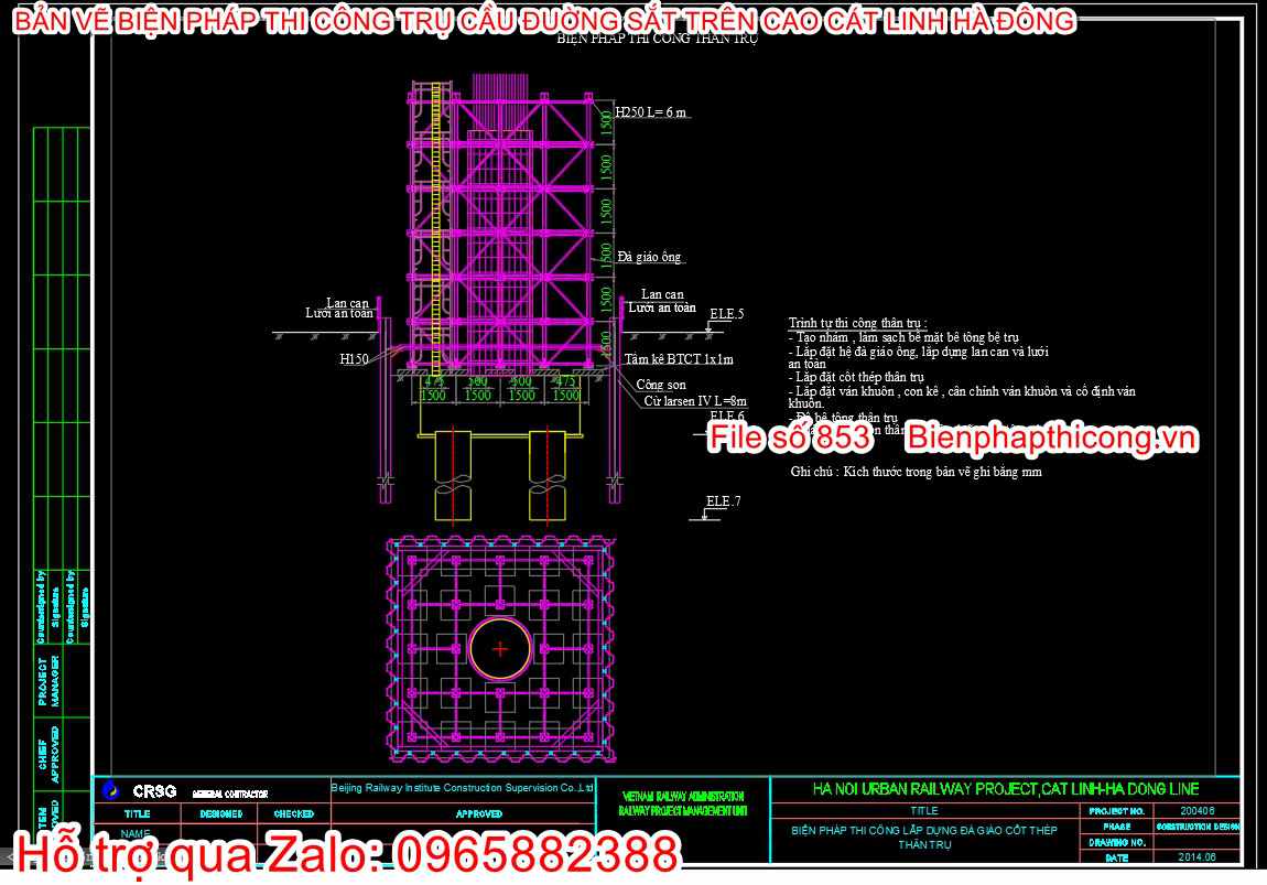 Biện pháp thi công thân trụ cad.