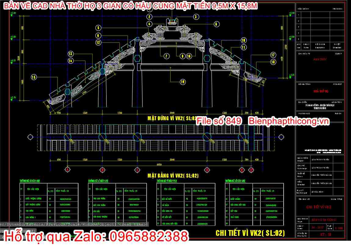 File mặt đứng vì nhà thờ họ 3 gian cad.
