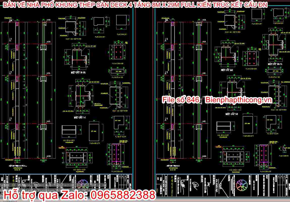 Chi tiết cột nhà khung thép nhà phố.