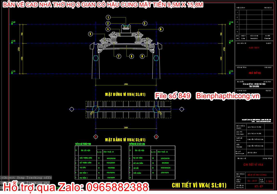 Bản vẽ cad mặt đứng vì nhà thờ họ.