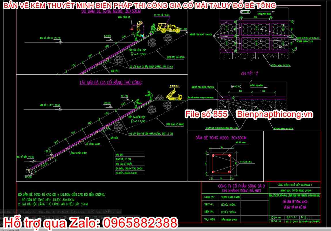 Bản vẽ bptc dầm bê tông mái taluy.