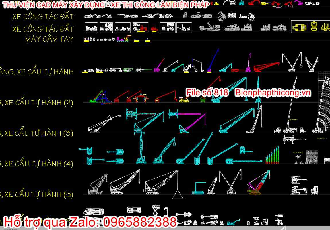 Bản vẽ cad máy xây dựng làm biện pháp.