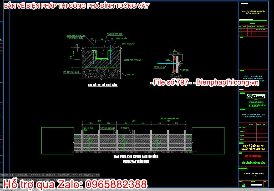 Bản vẽ cad phá đỉnh tường vây.