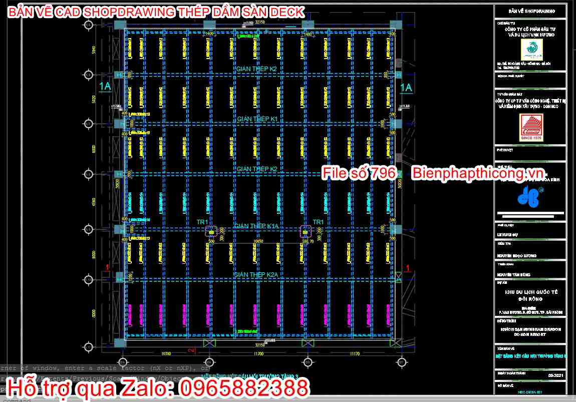 Bản vẽ kết cấu shopdrawing sàn deck.