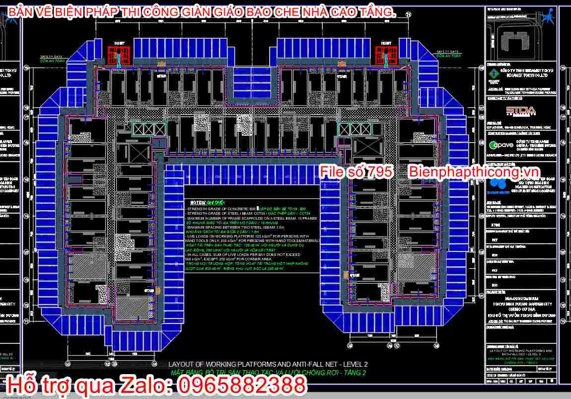 Mẫu biện pháp giàn giáo bao che cad.