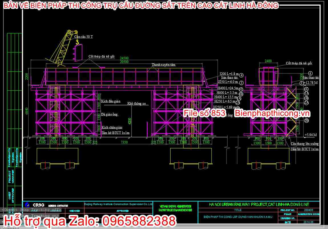 Bản vẽ thi công ván khuôn xà mũ cad.