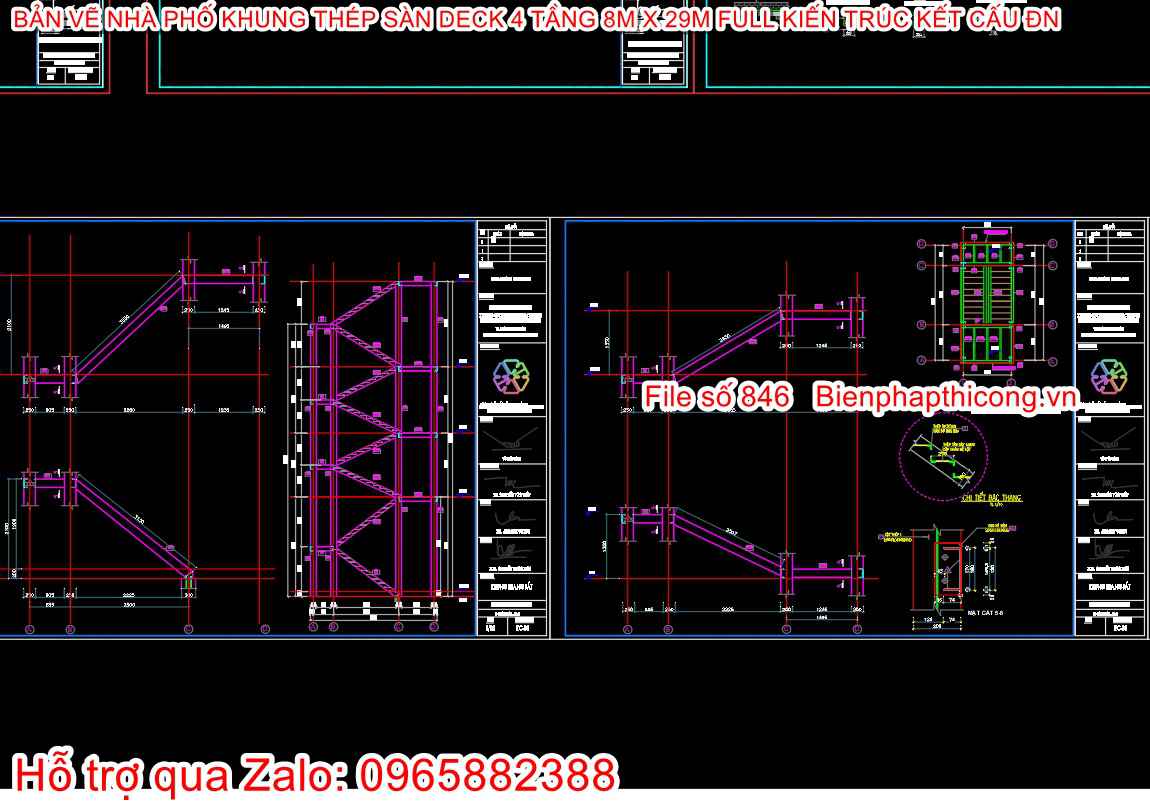 Bản vẽ thang thoát hiểm nhà phố khung thép.