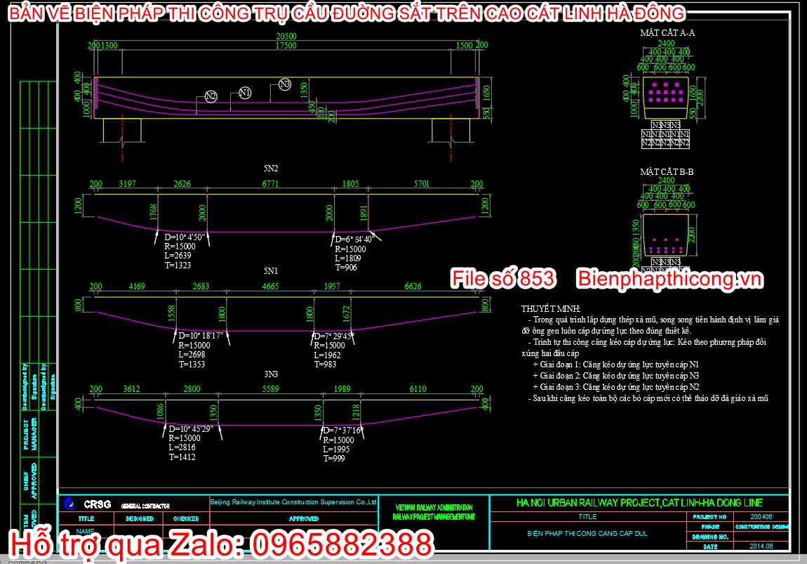 Bản vẽ bptc căng cáp dự ứng lực cad.