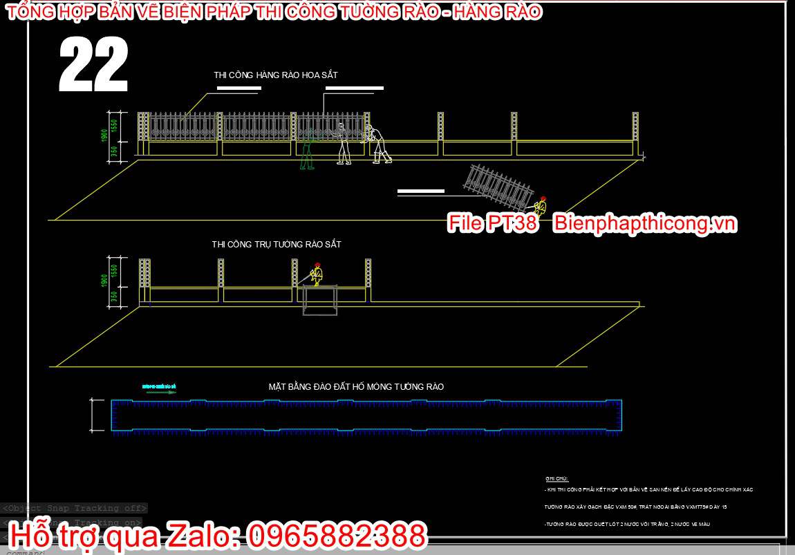 Bản vẽ bptc hàng rào sắt cad.