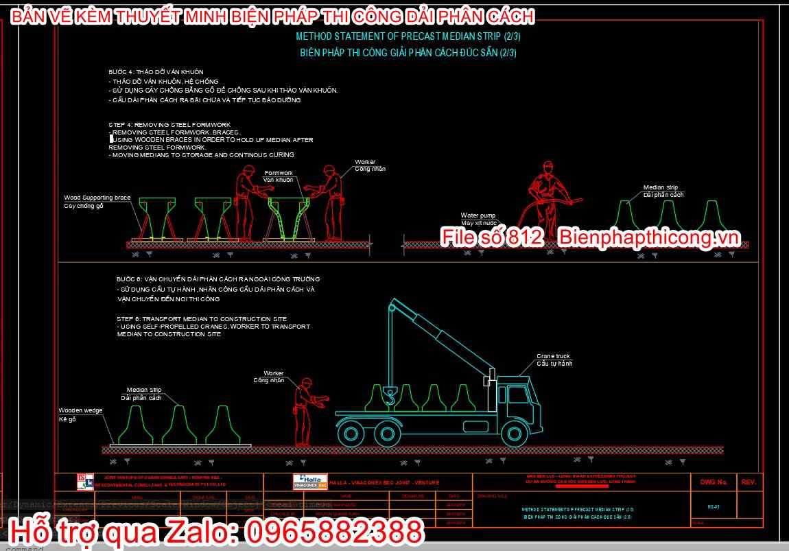 Bản vẽ bptc dải phân cách đúc sẵn.