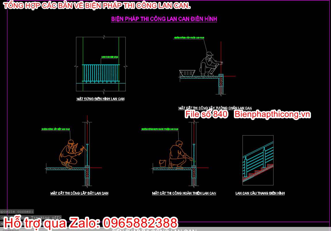 Tải bản vẽ biện pháp thi công lan can sắt.