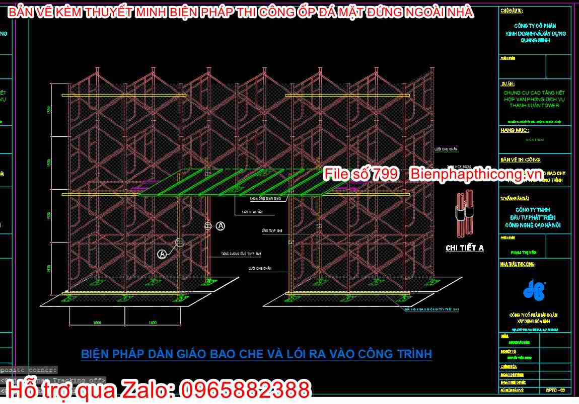 Bản vẽ biện pháp kèm thuyết minh dàn giáo bao che.