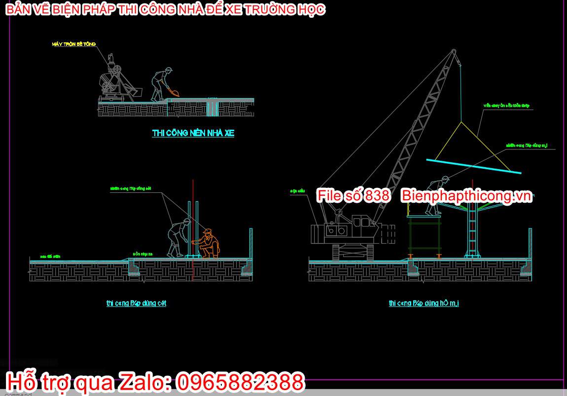 Bản vẽ bptc lắp dựng nhà để xe.