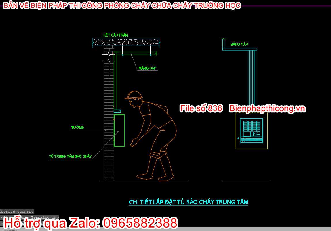 Biện pháp lắp đặt tủ báo cháy trung tâm.